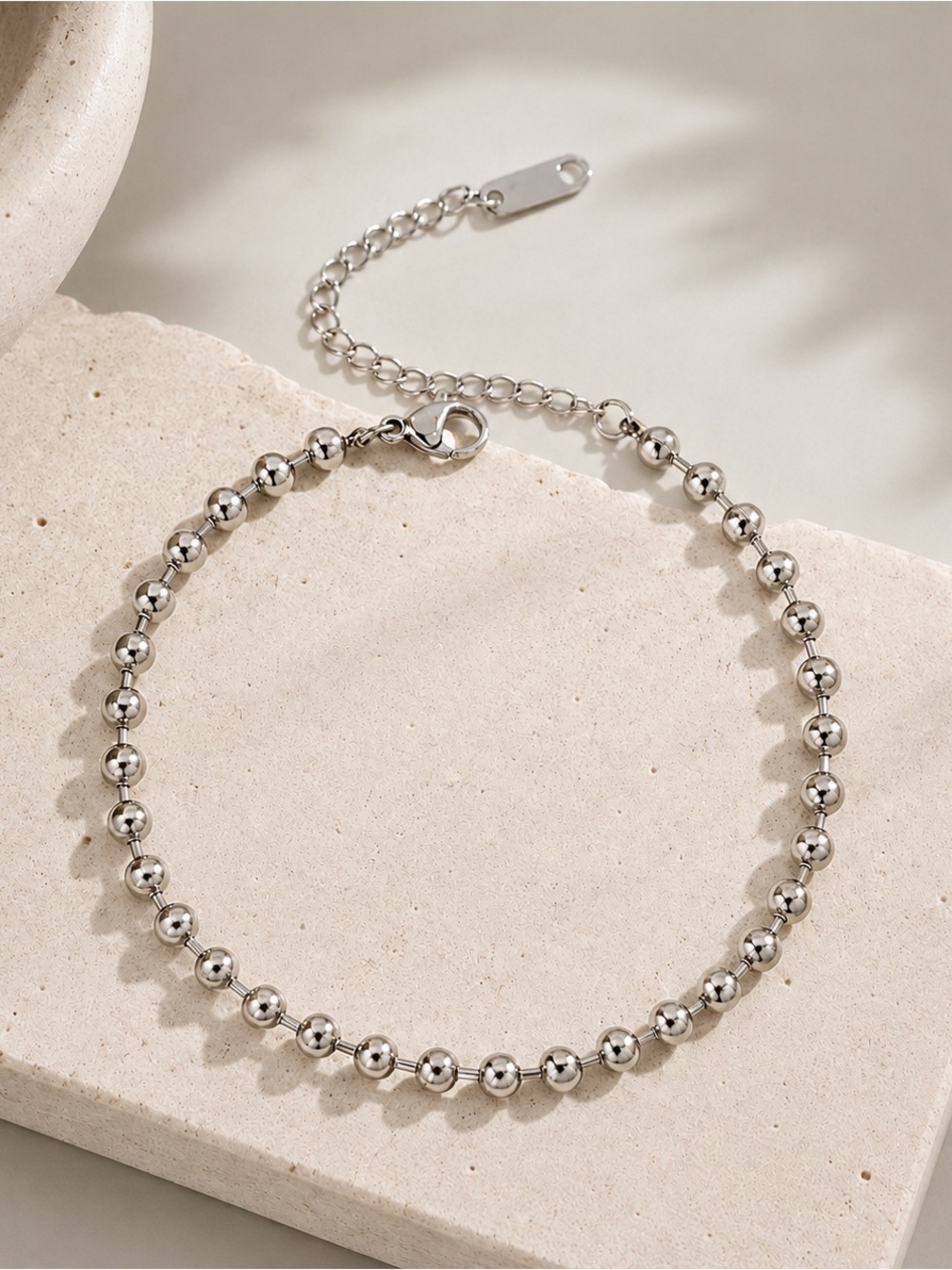 Silver Beaded Bracelet | Stainless Steel